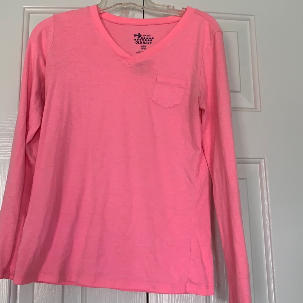 Pink long sleeve kids v-neck